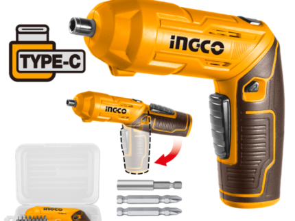 Ingco - Cordless Screwdriver (Lithium-Ion) with 19 Piece Bit Set - 4V