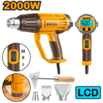 Ingco - Heat Gun with ASS Liquid Crystal Display (LCD) 2000W - 20V