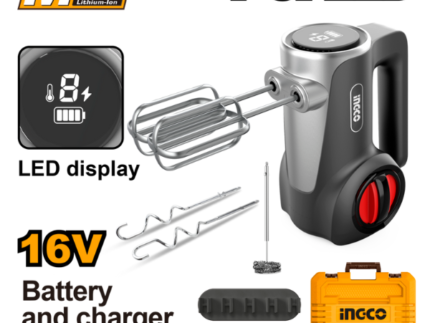 Ingco - Cordless Hand Mixer (7-Speed with LED Display) - 16V