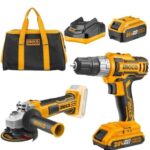 Ingco - Cordless Drill (20V) With Angle Grinder And Battery 4.0Ah And Bag