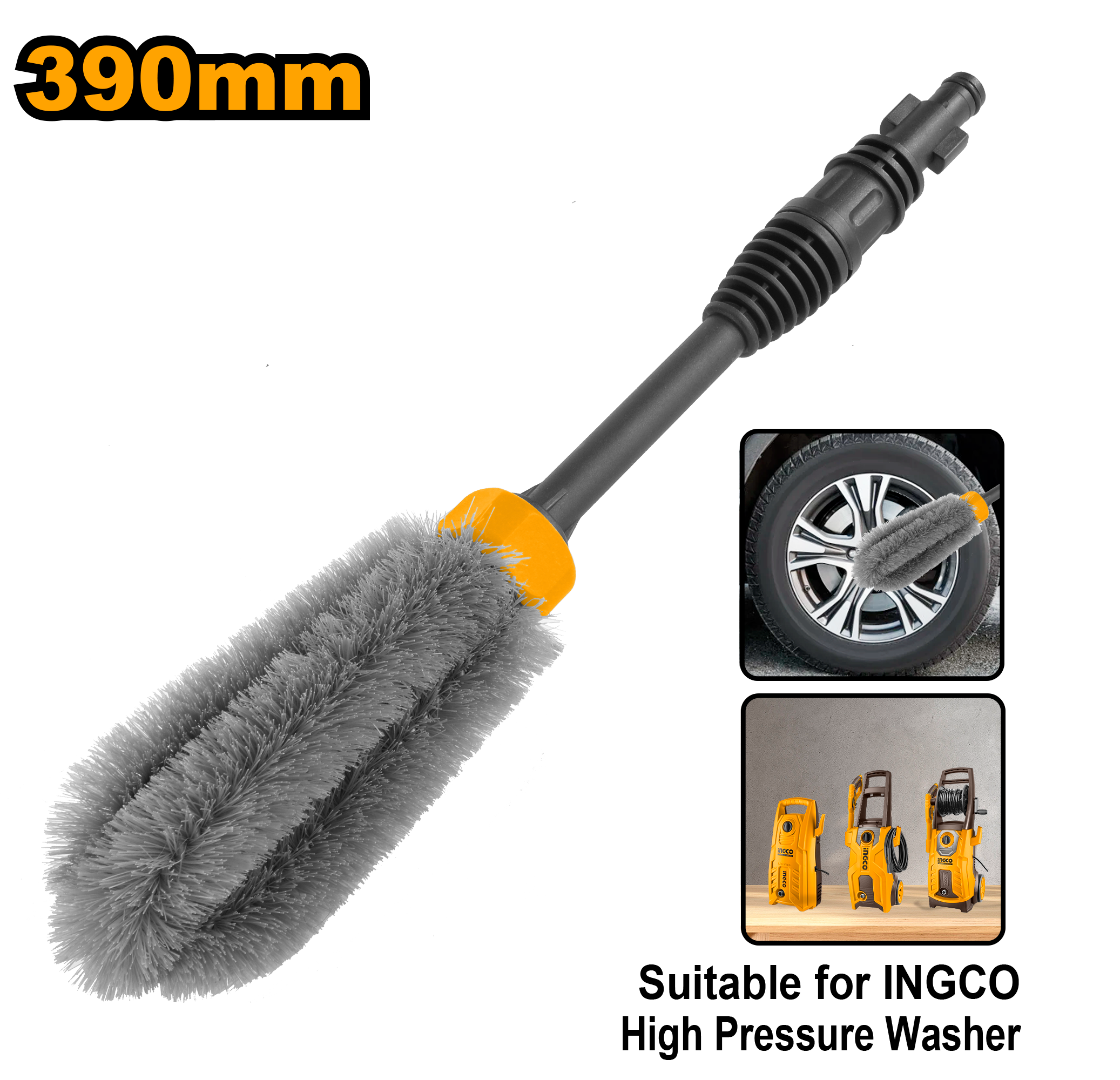 AMWB1781.png Ingco - Black Wheel Cleaner Brush (390Mm) - Image 1