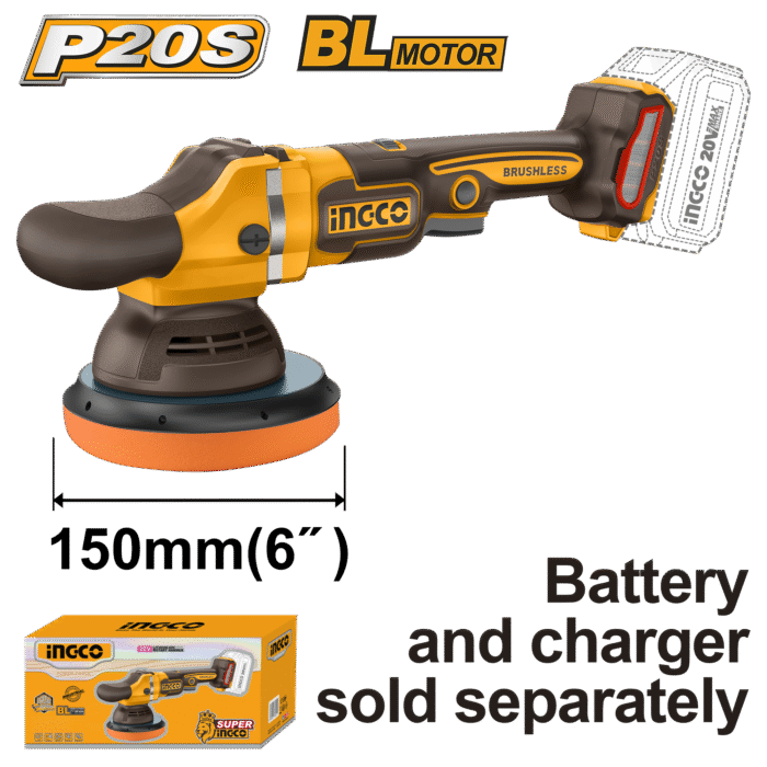 Ingco - Cordless Brushless Angle Polisher 150Mm - Unit Only - Image 1