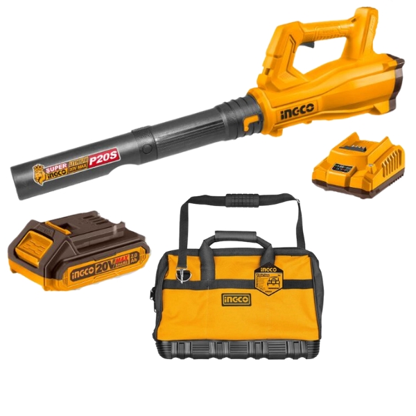 CABLI203235HTBG04.jpg Ingco - Cordless Blower With 2.0 Ah Battery, Charger & Toolbag Kit - Image 1