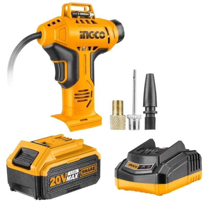 Ingco - Auto Air Compressor 20V With Charger &Amp; Battery Pack - (4.0Ah) - Image 1