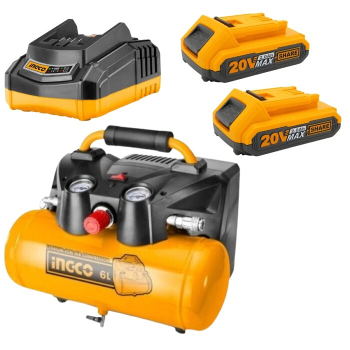 INGCO - Air Compressor with Charger & 2 X 2.0Ah Battery Pack - Image 1