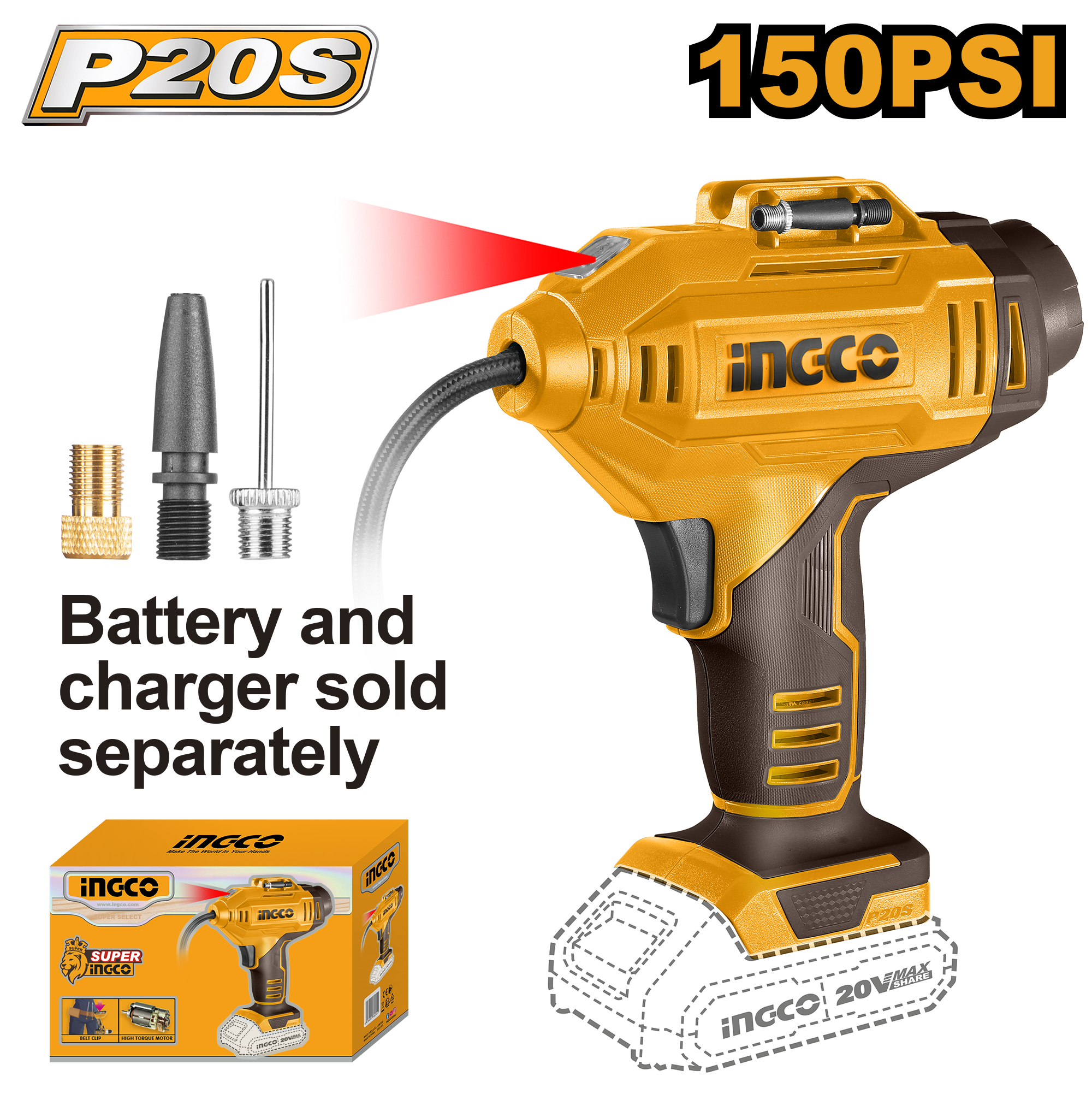 CACLI2018.png Ingco - 20V Lithium-Ion Auto Air Compressor - Image 1