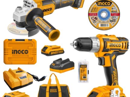 Ingco - Cordless Angle Grinder - 115Mm & Cordless Dril With Accessory Set