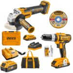 Ingco - Cordless Angle Grinder - 115Mm & Cordless Impact Drill - Mega Kit