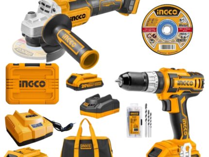 INGCO - Cordless Angle Grinder - 115mm & Cordless Impact Drill - MEGA KIT