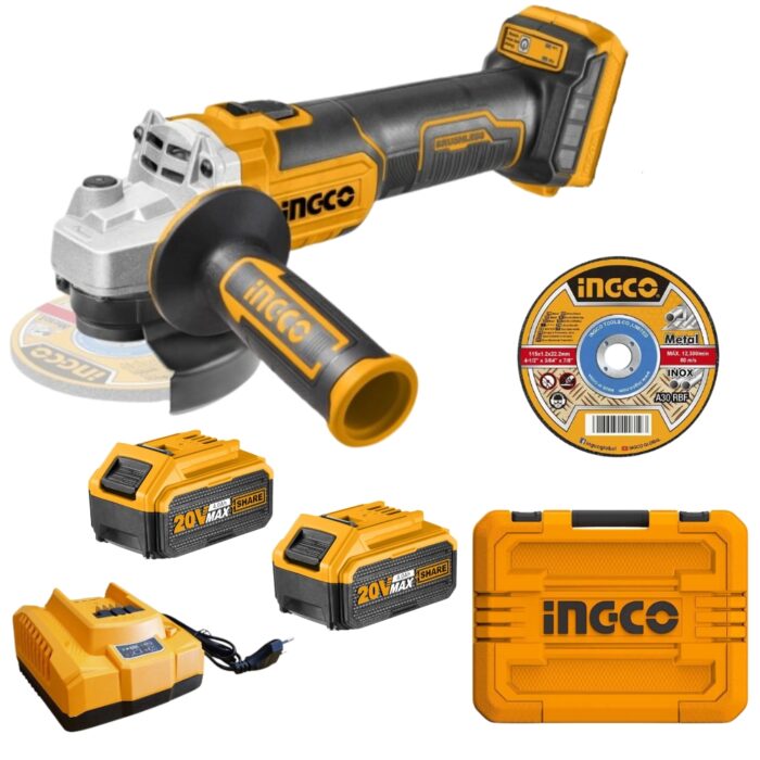 INGCO - Cordless Angle Grinder 20V - 115mm with Li-ion 4.0Ah Battery Pack - Image 1