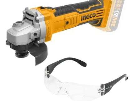 Ingco - Lithium-Ion Angle Grinder (Cordless) with Safety Spectacles - Clear