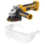 Ingco - Cordless Angle Grinder With Safety Goggle (Clear)