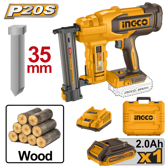 Ingco - 20V Lithium-Ion Cordless Brad Nailer - Image 1