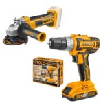 Ingco - Lithium-Ion Cordless Drill (20V) With Lithium-Ion Angle Grinder