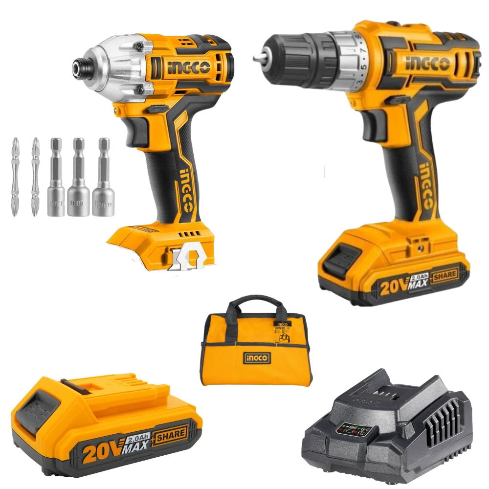Ingco Cordless Drill Inc Batteries, Charger With Brushless