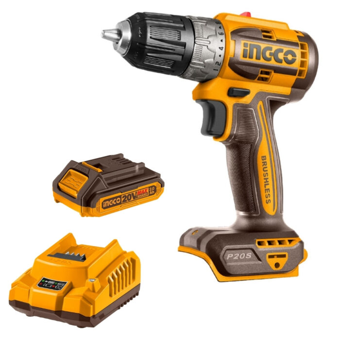 Ingco - Lithium-Ion Cordless Drill (20V) With 2.0Ah Battery And Charger - Image 1