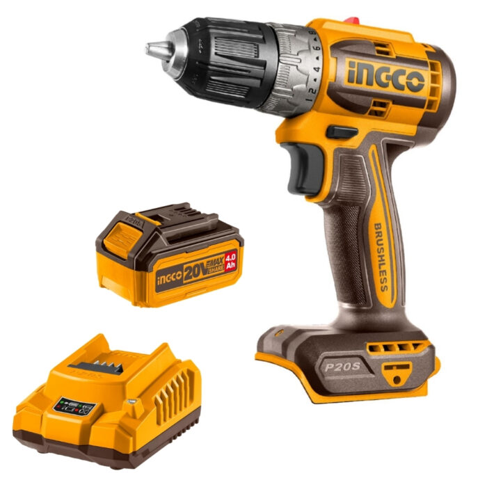 Ingco - Lithium-Ion Cordless Drill (20V) With 4.0Ah Battery And Charger - Image 1