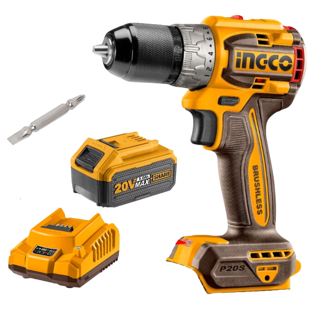 CDLI206021FCLI2001FBLI2003x1.jpg Ingco - Cordless Drill - Compact - 60Nm With 5.0Ah Battery & Charger - Image 1