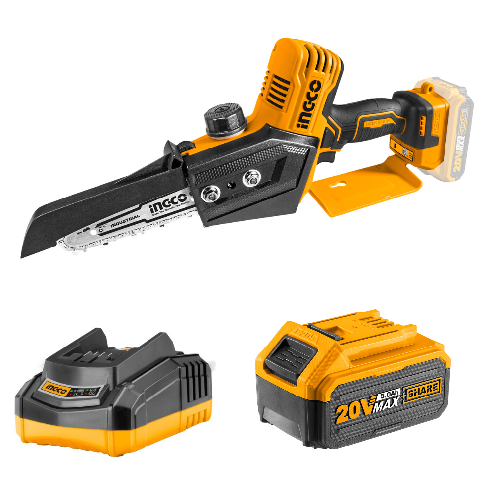 CGSLI2058FCLI2001FBLI2003.png Ingco - Lithium Ion Pruner Saw With Charger And Battery (5.0Ah) - Image 1