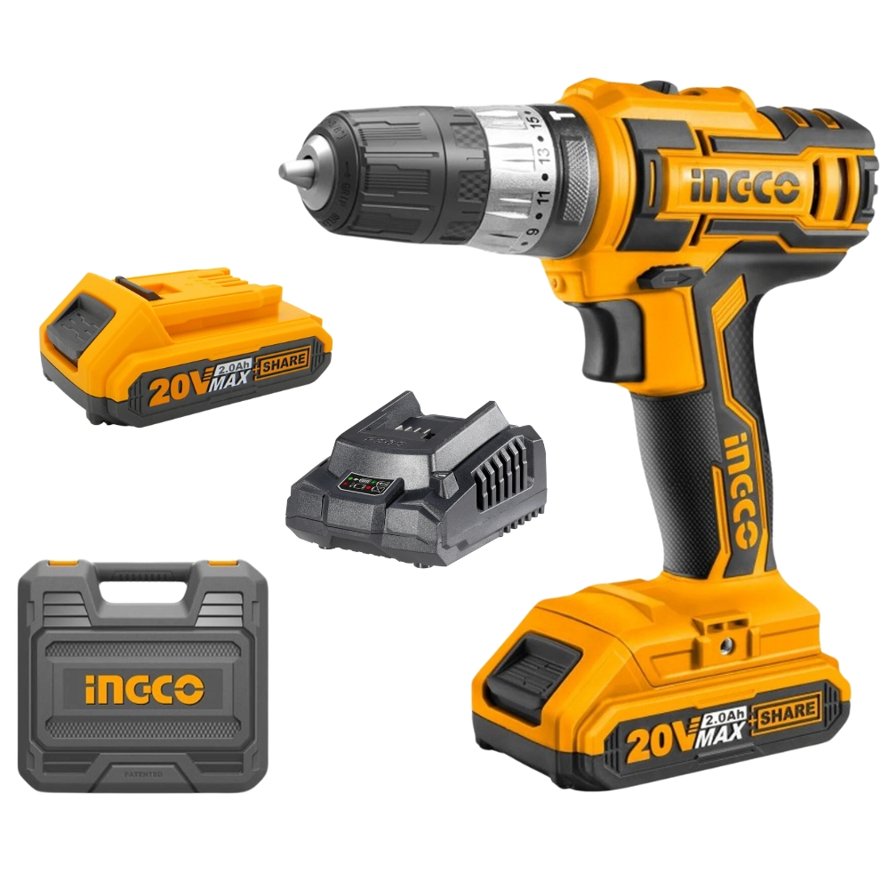 xr:d:DAF3lrFtlic:119,j:2789269116741673941,t:24011011 Ingco - Cordless Li-Ion Impact Drill 20V Ss With 2Amp Batteries And Charger - Image 1