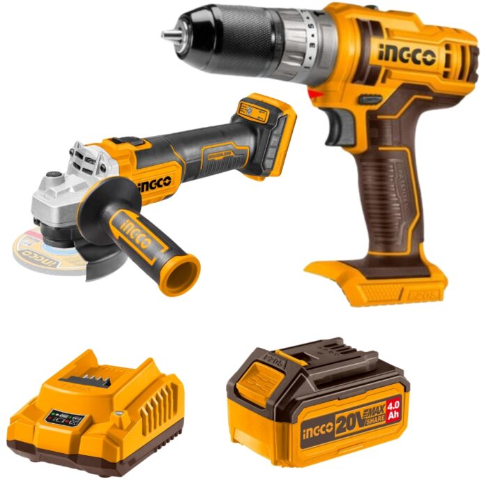 Ingco - Cordless Impact Drill And Grinder 20V With 4.0Ah Battery & Charger - Image 1