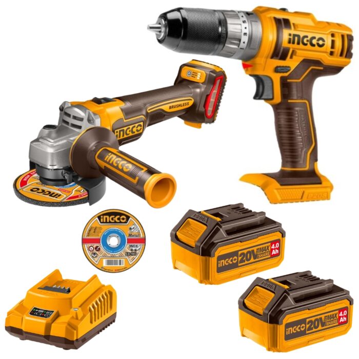 Ingco - Cordless Impact Drill & Grinder With 2 X 4.0Ah Batteries & Charger - Image 1