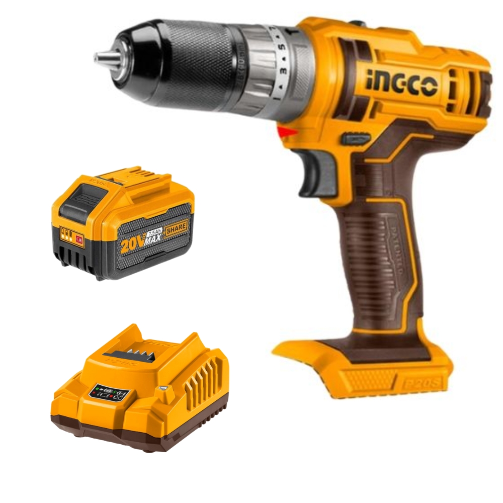 CIDLI201455FCLI2001FBLI2075.jpg Ingco - Lithium - Ion Impact Drill (20V) With 7.5Ah Battery & Charger - Image 1