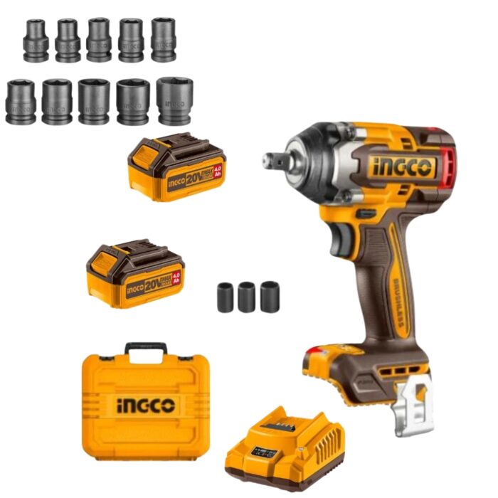 Ingco - Impact Wrench 500Nm With Batteries, Charger & 10Pce Socket Set - Image 1