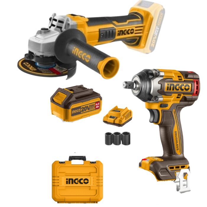 Ingco - Lithium-Ion Impact Wrench (20V) with Angle Grinder - Combo - Image 1
