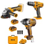 Ingco - Impact Wrench, Grinder & Cordless Drill With Batteries & Charger