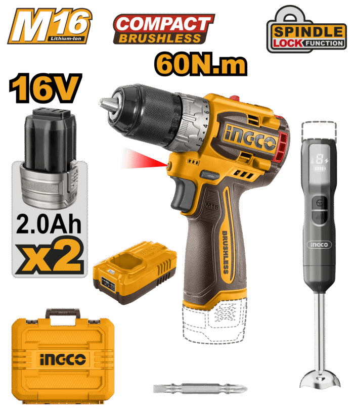 Ingco - 16V Ps+ C/L Drill/Home Combo 2Pcs Kit - Image 1