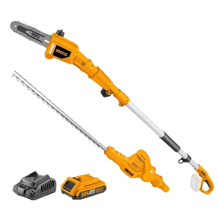 Ingco - 20V Lithium-Ion Pole Saw with Pole Hedge Trimmer - 460mm - Image 1