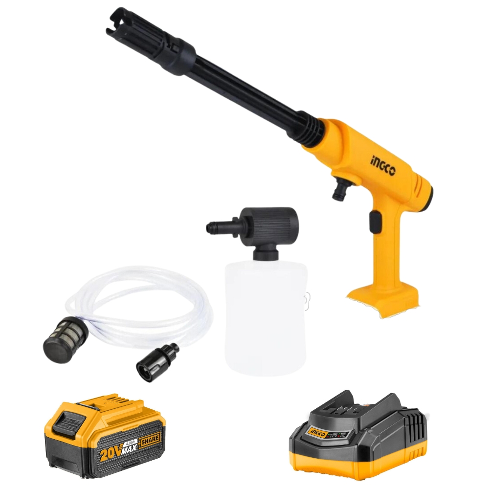 xr:d:DAFxlqh-pAQ:35,j:5397970546567370832,t:23101812 Ingco - Lithium Ion Pressure Washer With 4.0Ah Battery Pack + Fast Charger - Image 1
