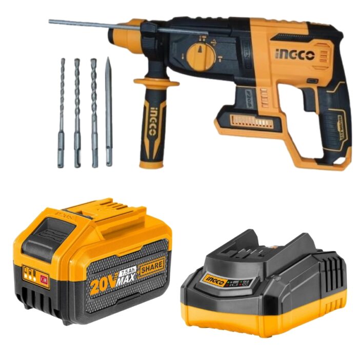 Ingco - Cordless Rotary Hammer Drill With Charger + Battery Pack - (7.5Ah) - Image 1