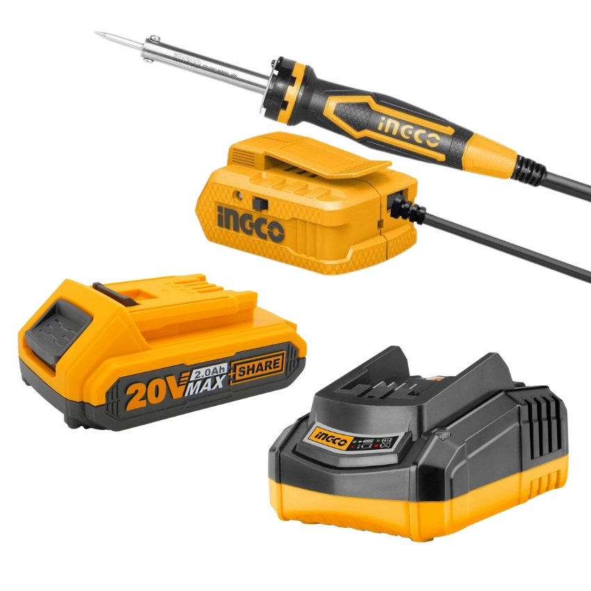 xr:d:DAFcnUzslz4:48,j:546689957,t:23031006 Ingco - Soldering Iron (40W) - 20V + Charger + Battery Pack - (2.0Ah) - Image 1