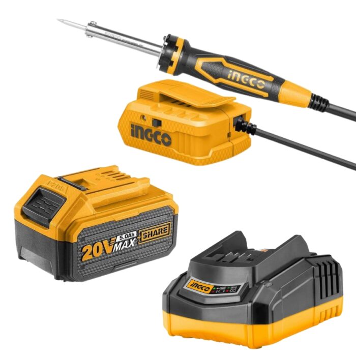 INGCO - Soldering Iron (40W) - 20V + Charger + Battery Pack - (5.0AH) - Image 1