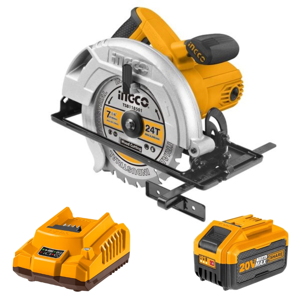 CSLI1652FCLI2001FBLI2075.jpg Ingco - Li-Ion Circular Saw (20V) With 7.5Ah Battery And Charger - Image 1