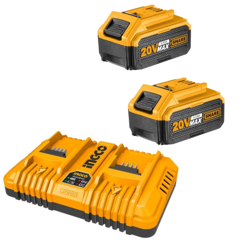 xr:d:DAF9l5VOr7c:309,j:4279966890371612872,t:24031113 Ingco - Dual - Fast Intelligent Charger With 4.0Ah Battery Pack (Pack Of 2) - Image 1