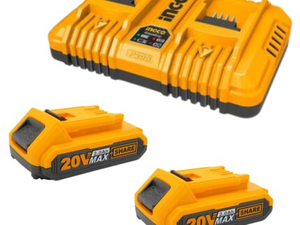 Ingco - Fast Intelligent Dual Charger with 2 x 2.0Ah Battery Packs