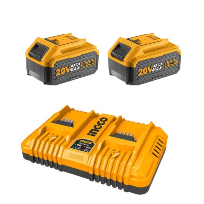 Ingco - Dual - Fast Intelligent Charger with 5.0Ah Battery Pack (2 Pack) - Image 1