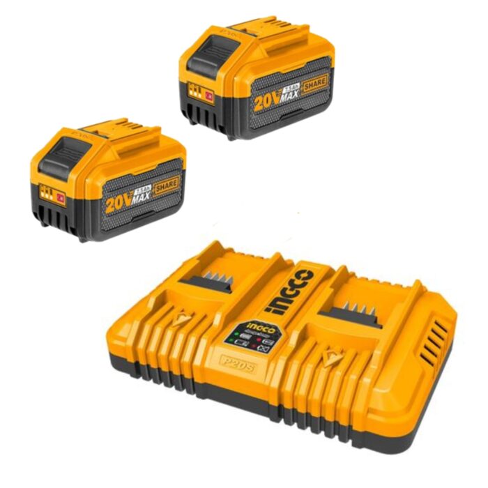 Ingco - Dual - Fast Intelligent Charger with 7.5Ah Battery Pack (Pack of 2) - Image 1