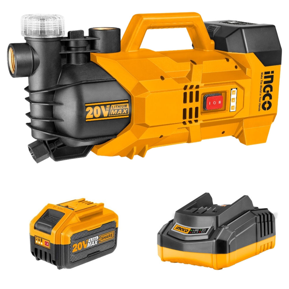 xr:d:DAFxlqh-pAQ:12,j:3830717855228970589,t:23101807 Ingco - Lithium Ion Water Pump With 6.0Ah Battery Pack And Fast Charger - Image 1