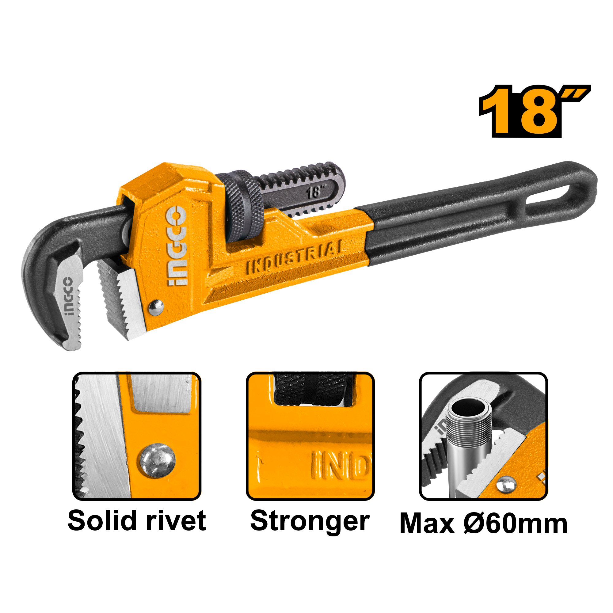 HPW0818.png Ingco - Pipe Wrench - Image 1