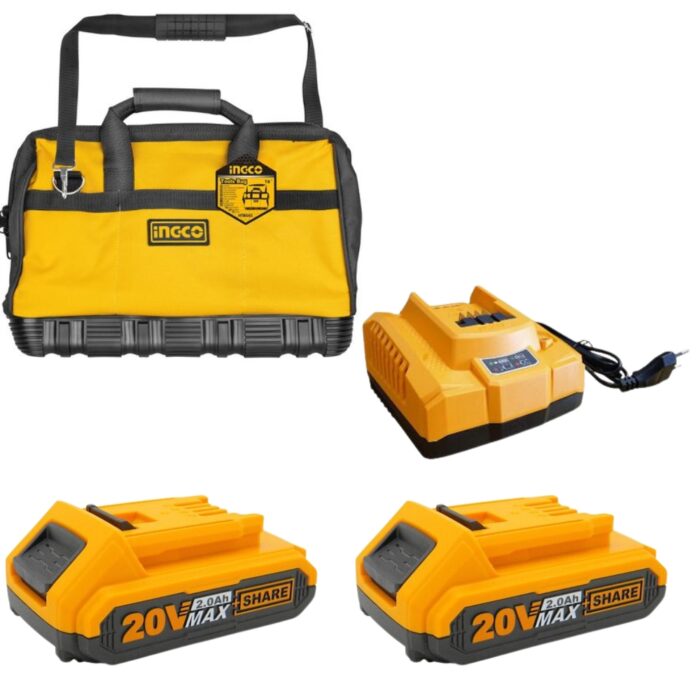 Ingco - Fast Intelligent Charger with 2 x 2Ah Batteries in Tool Bag - Image 1