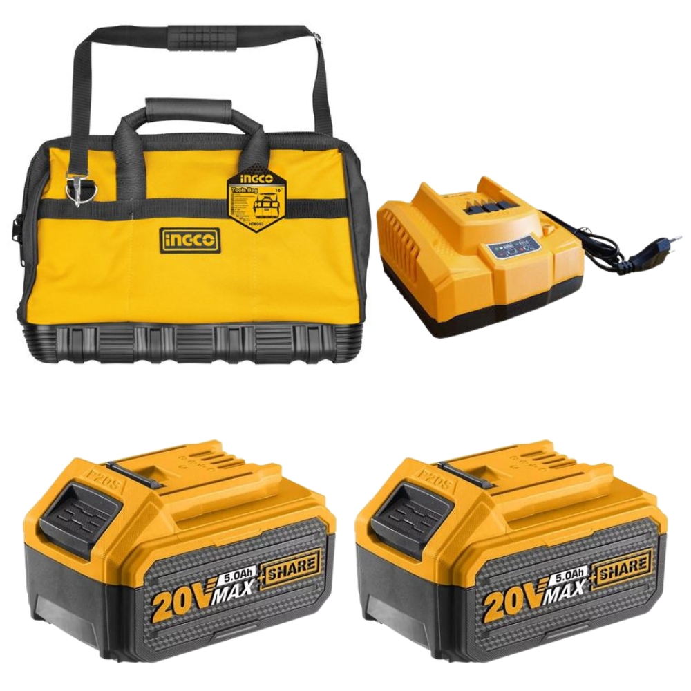 xr:d:DAF3lrFtlic:800,j:768282599060769109,t:24021612 Ingco - Fast Intelligent Charger With 2 X 5Ah Batteries In Tool Bag - Image 1