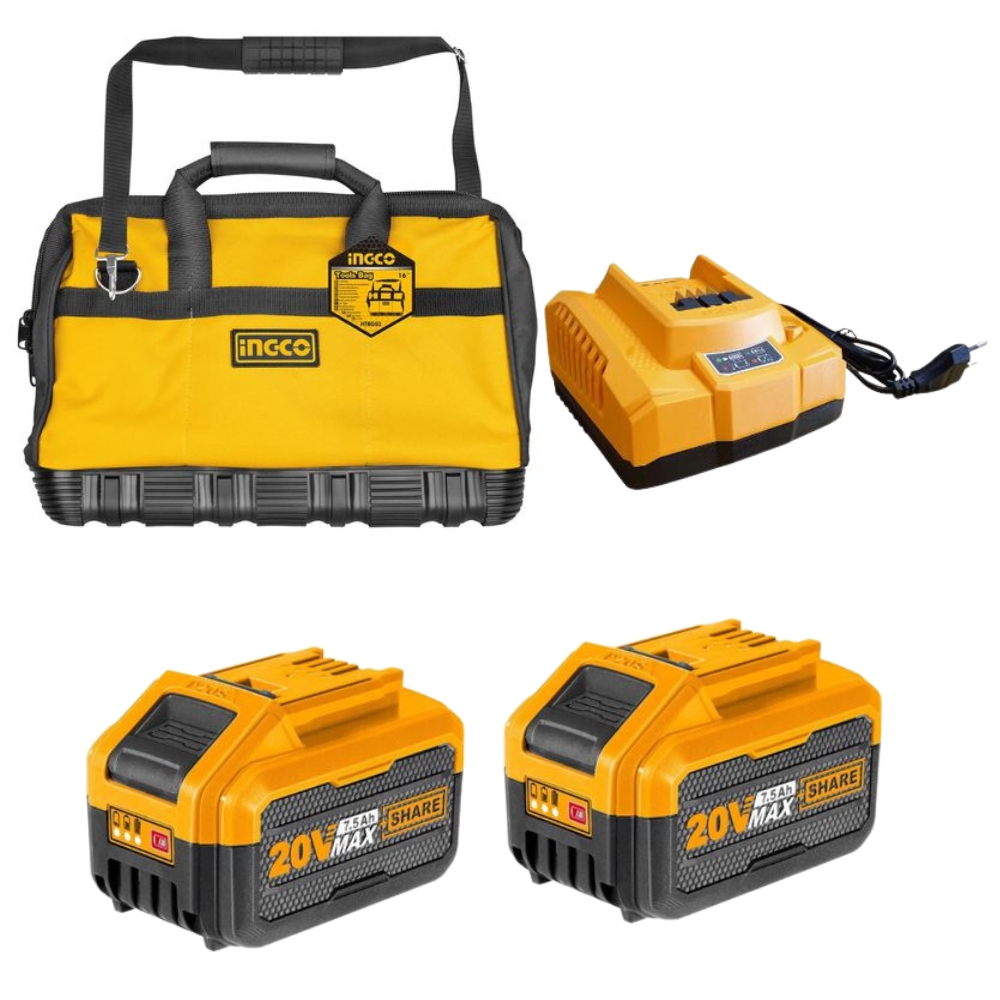 xr:d:DAF3lrFtlic:803,j:7626138936859376329,t:24021613 Ingco - Fast Intelligent Charger With 2 X 7.5Ah Batteries In Tool Bag - Image 1
