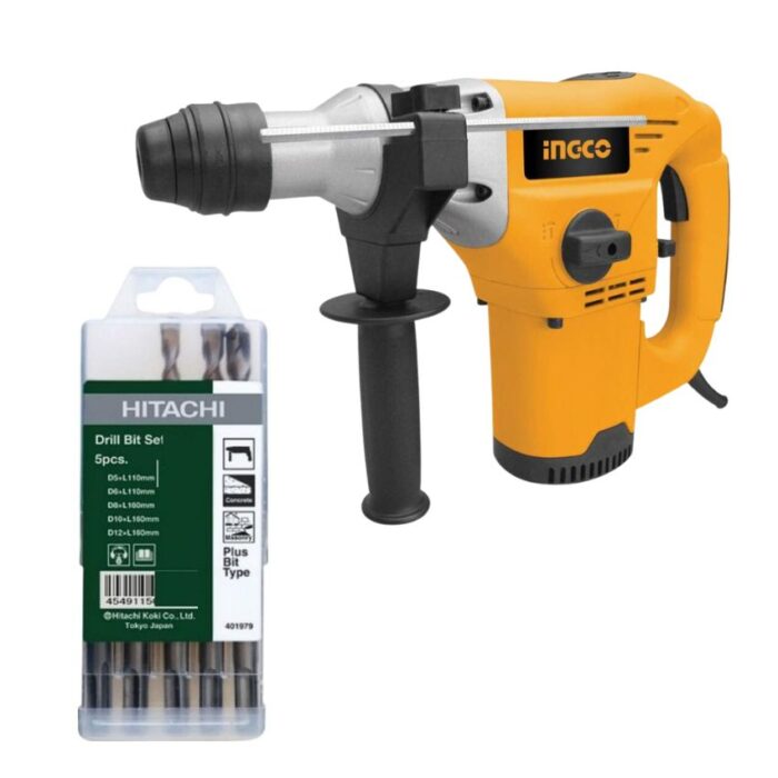 Ingco - Drill Rotary Hammer 1500W Bmc With 5 Piece Drill Bit Set - Image 1