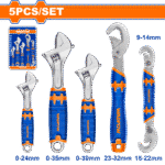 Wadfow - 5 Piece Adjustable Wrench Set