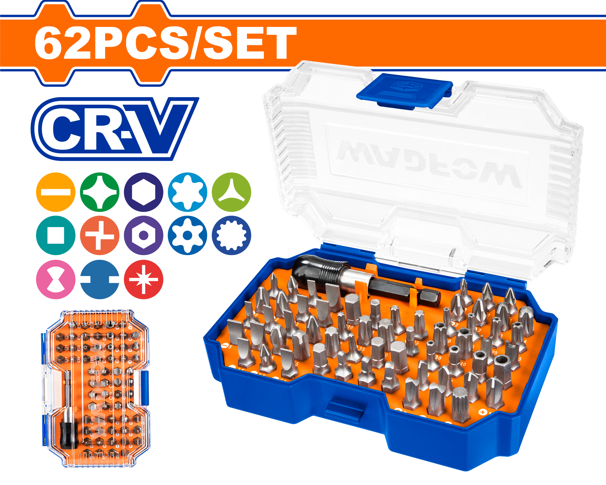 WBS3B62.png Wadfow - 62 Piece Screwdriver Bits Set - Image 1