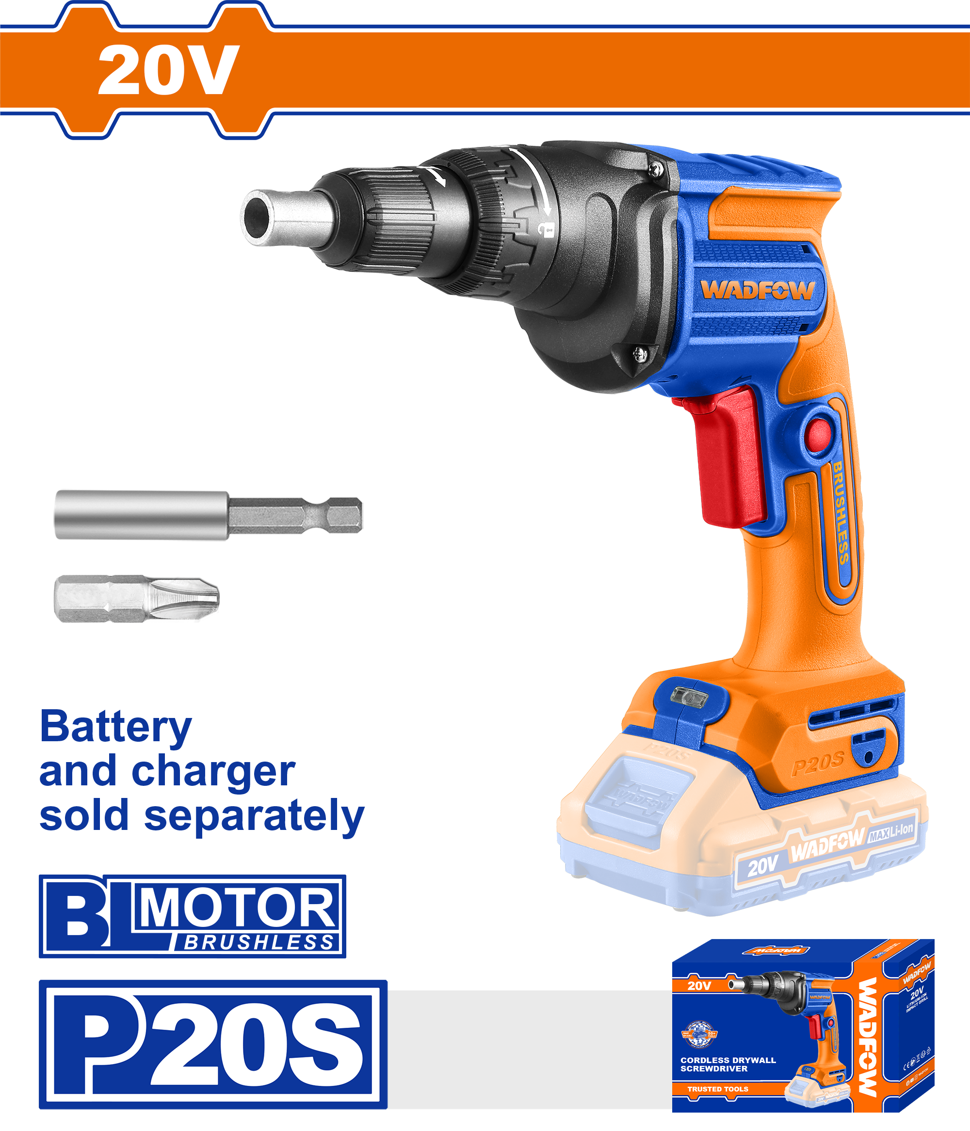 WDS20428.png Wadfow - Lithium-Ion Cordless Drywall Screwdriver - Image 1